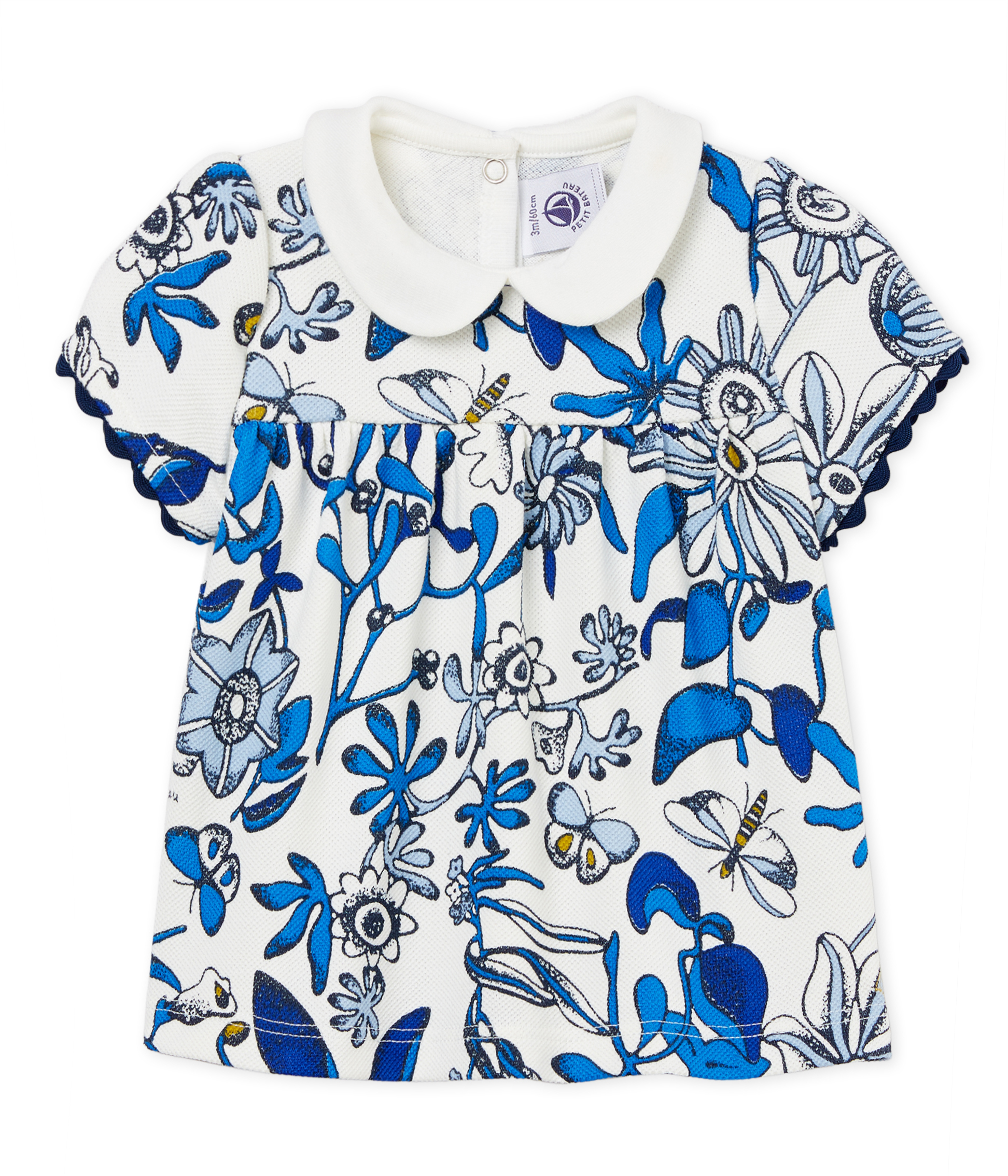 Blusa manga corta de punto de algodón piqué estampado para bebé niña