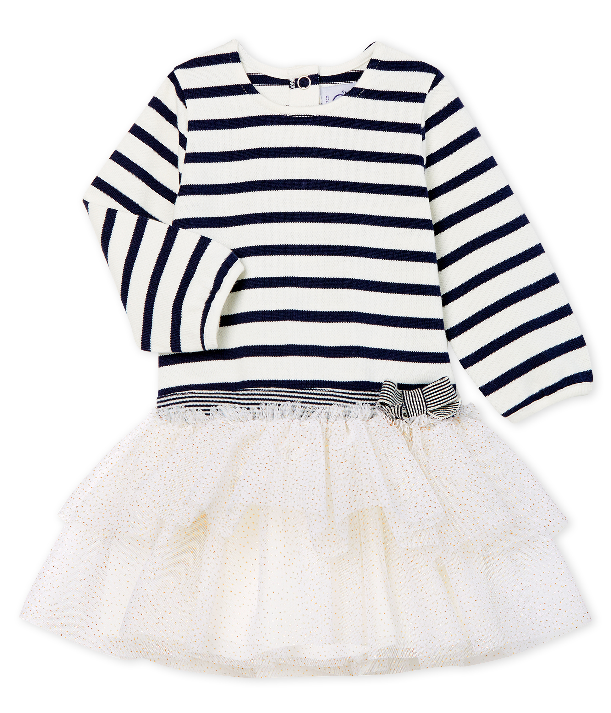 Vestido de manga larga de rayas para bebé niña
