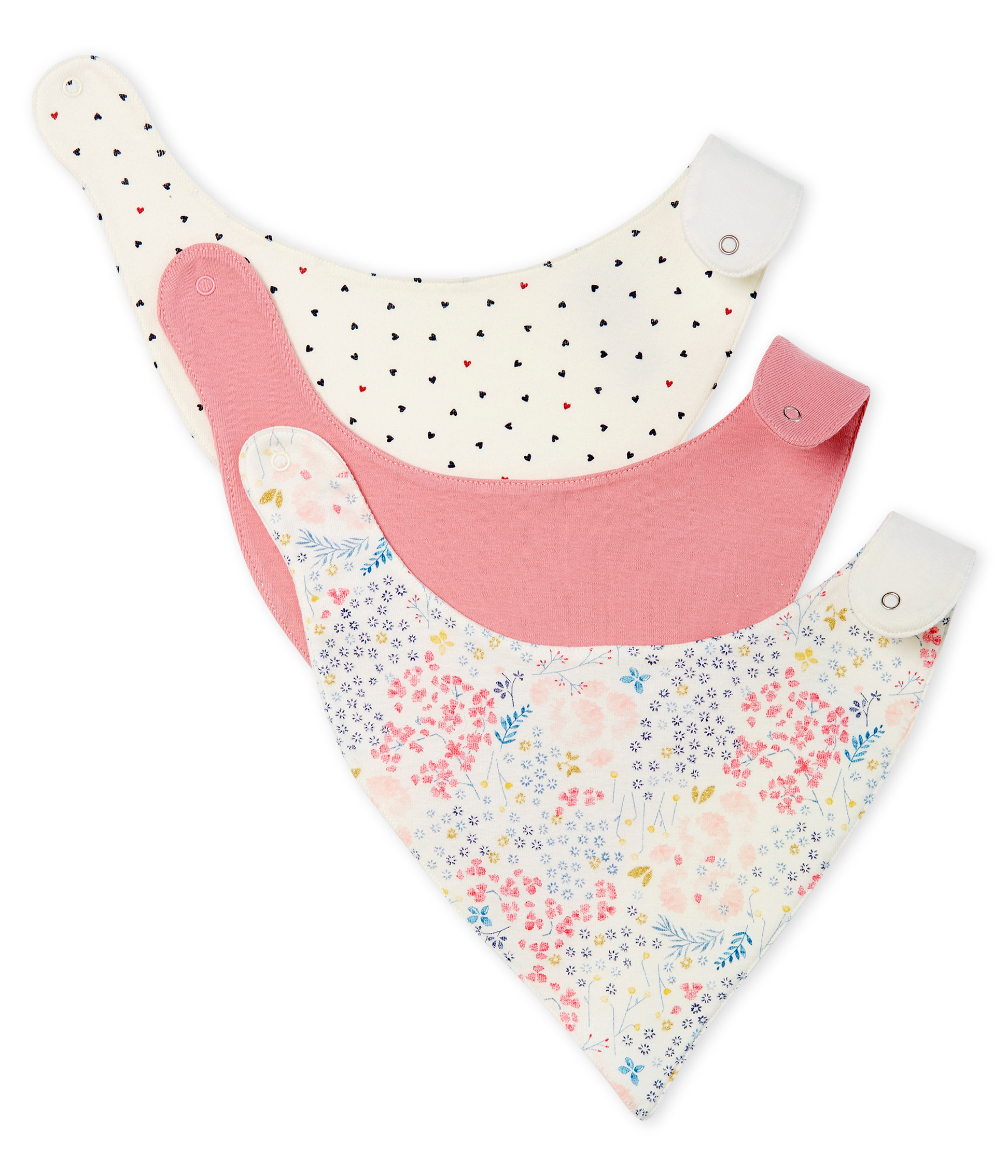 Trío de baberos para bebé niña de punto